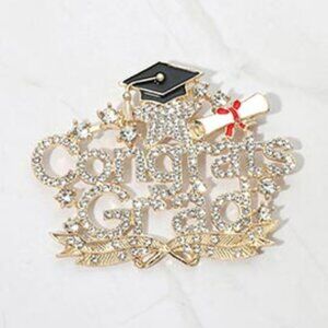 Rhinestone Pave Congrats Grad Pin Brooch ( 2 options)